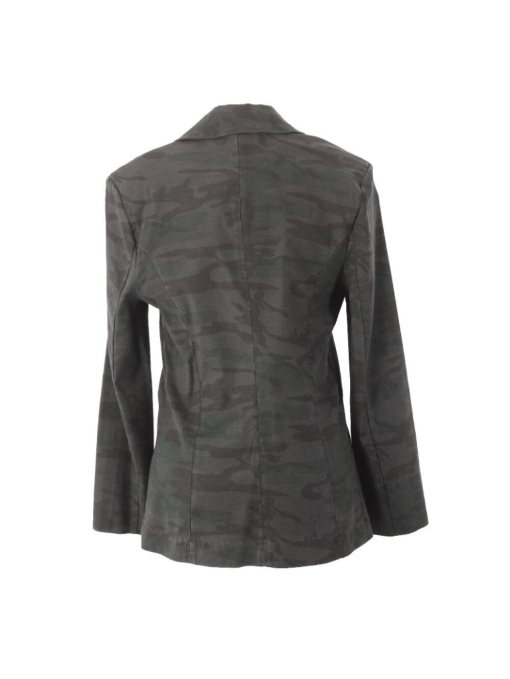 Level 99 Blazer Jacket Sz S Green Black Camo Collared One Button Linen Lyocell - Picture 4 of 9